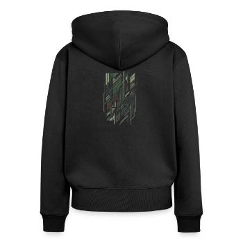 Geometric Camo Grid - Women's Premium Organic Zip Hoodie - black - Back - Julia (174cm)