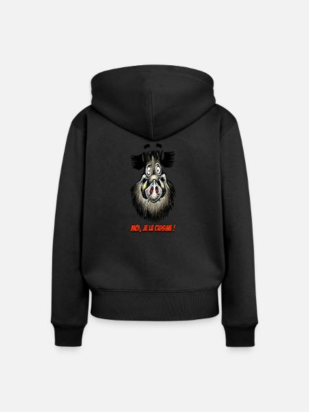 Das Schwein, das mich Kitchen! - Frauen Premium Bio Zip Hoodie - Schwarz
