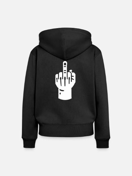 mittelfinger hand - Frauen Premium Bio Zip Hoodie - Schwarz