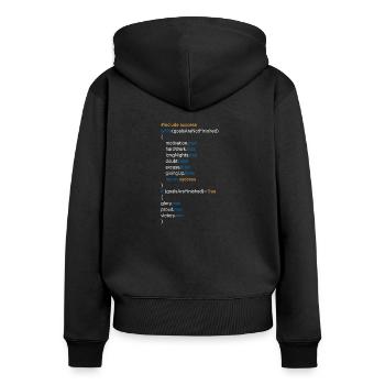 Success - Frauen Premium Bio Zip Hoodie - Schwarz - Hinten - Julia (174cm)