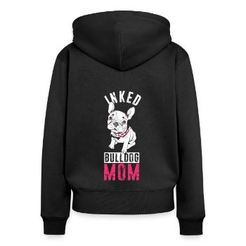 Bulldog Mama Tätowiert Old English Bulldog Mom Tat - Frauen Premium Bio Zip Hoodie - Schwarz - Hinten - Julia (174cm)