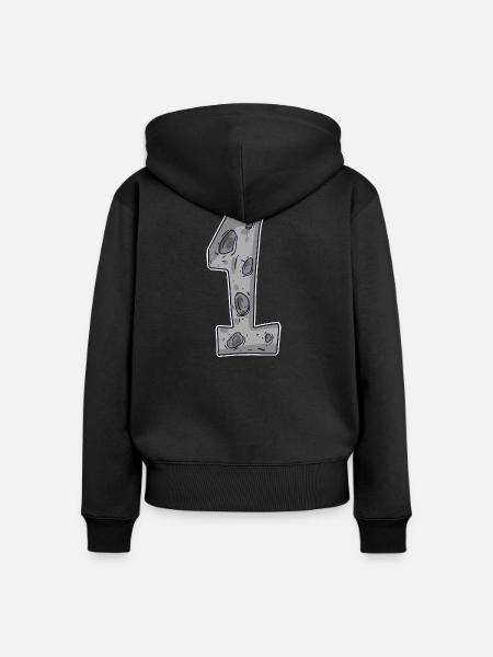 1 - Erster Eins Mond - Frauen Premium Bio Zip Hoodie - Schwarz