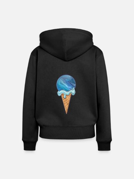 Eis-Planet Neptun - Frauen Premium Bio Zip Hoodie - Schwarz