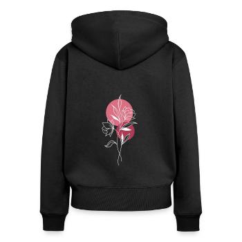 Blumen grafisch - Frauen Premium Bio Zip Hoodie - Schwarz - Hinten - Julia (174cm)