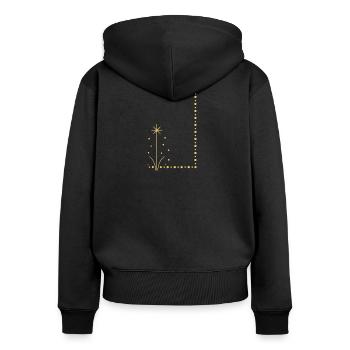 Plante étoile dorée sur le bord - Sweat à capuche zippé Premium bio Femme - noir - Dos - Julia (174cm)