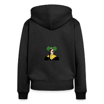 Women fashion style - Sweat à capuche zippé Premium bio Femme - noir - Dos - Julia (174cm)