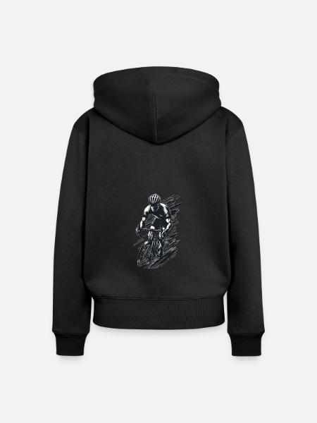Radfahrer, Grafik - Frauen Premium Bio Zip Hoodie - Schwarz