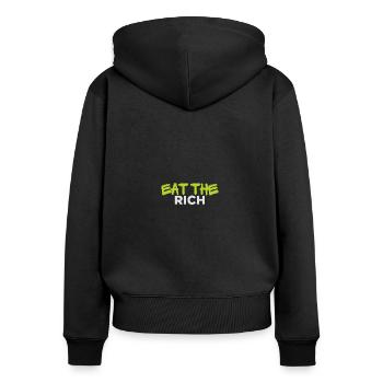 MANGEZ LES RICHES - Sweat à capuche zippé Premium bio Femme - noir - Dos - Julia (174cm)