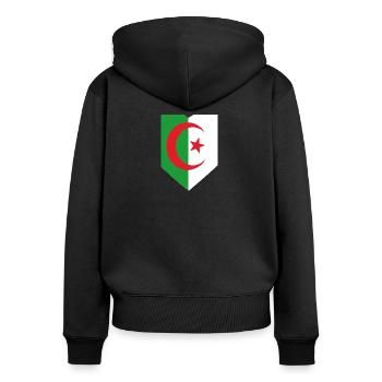 Blason Algérie 2022 - Sweat à capuche zippé Premium bio Femme - noir - Dos - Julia (174cm)