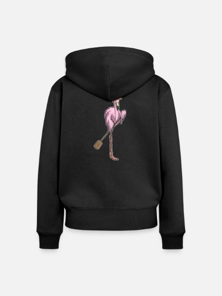 Flamingo Paddel - Frauen Premium Bio Zip Hoodie - Schwarz