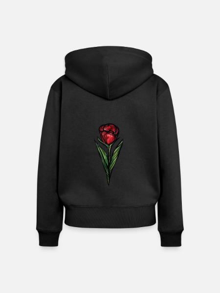 Rose - Frauen Premium Bio Zip Hoodie - Schwarz
