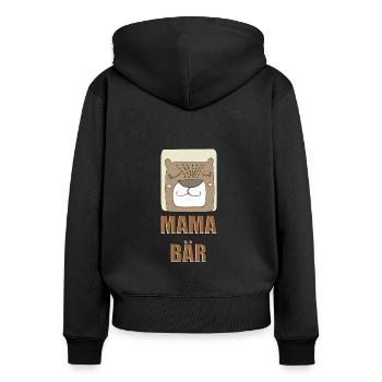 MAMA BÄR 2 - Frauen Premium Bio Zip Hoodie - Schwarz - Hinten - Julia (174cm)