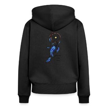 Traumfänger - Frauen Premium Bio Zip Hoodie - Schwarz - Hinten - Julia (174cm)