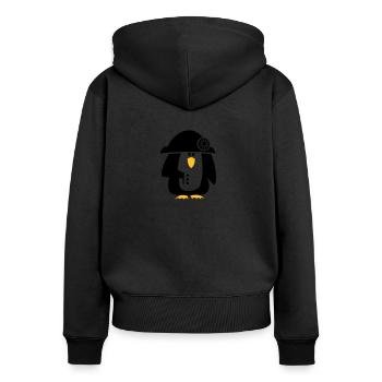 Pingouin Bonaparte / Pingouin Napoléon (2c) - Sweat à capuche zippé Premium bio Femme - noir - Dos - Julia (174cm)