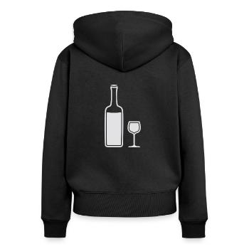 Wein - Frauen Premium Bio Zip Hoodie - Schwarz - Hinten - Julia (174cm)