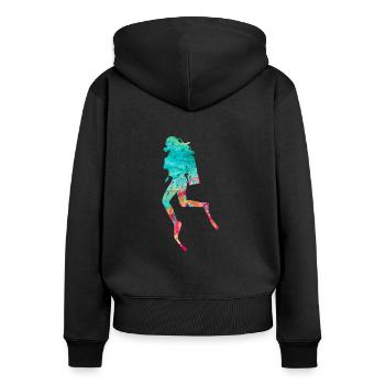 Plongeurs en haute mer et Plongeurs PopArt - Sweat à capuche zippé Premium bio Femme - noir - Dos - Julia (174cm)