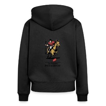 LE FAMEUX POLO DE RUGBY ! - Sweat à capuche zippé Premium bio Femme - noir - Dos - Julia (174cm)