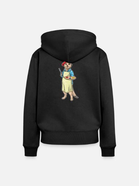 Erdmännchen Maler Pinsel Malen - Frauen Premium Bio Zip Hoodie - Schwarz