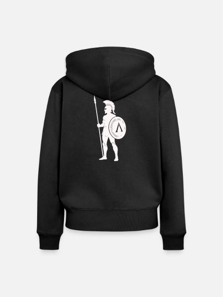 Spartanischer Krieger mit Schild - Frauen Premium Bio Zip Hoodie - Schwarz
