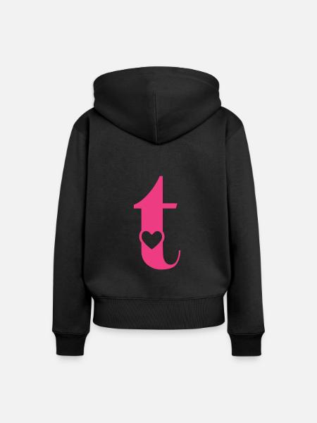 Buchstabe t Anfangsbuchstabe mit Herz - Frauen Premium Bio Zip Hoodie - Schwarz