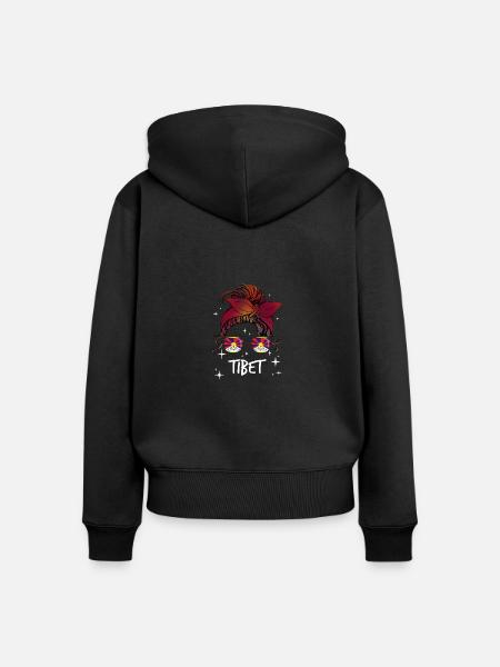 Tibet - Frauen Premium Bio Zip Hoodie - Schwarz