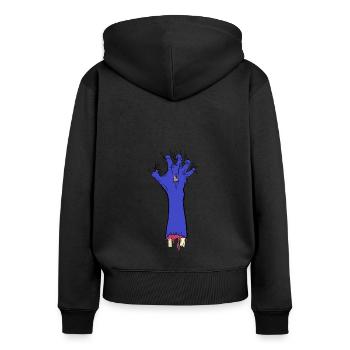 bleu pince Zombie - Sweat à capuche zippé Premium bio Femme - noir - Dos - Julia (174cm)