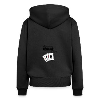 Rummy Official Shirt - Women's Premium Organic Zip Hoodie - black - Back - Julia (174cm)