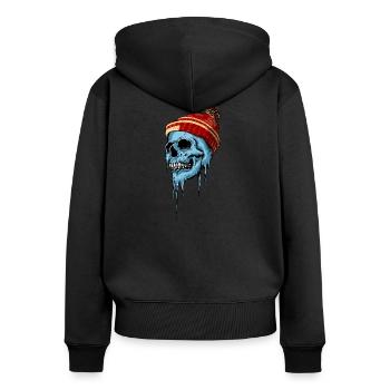 Crâne gelé - Sweat à capuche zippé Premium bio Femme - noir - Dos - Julia (174cm)