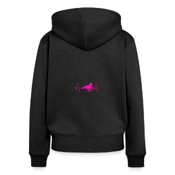 Cadeau papa futur papa - Sweat à capuche zippé Premium bio Femme - noir - Dos - Julia (174cm)