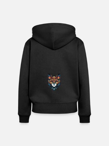 Katze Portrait - Frauen Premium Bio Zip Hoodie - Schwarz