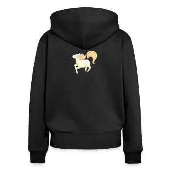 pony - Women's Premium Organic Zip Hoodie - black - Back - Julia (174cm)