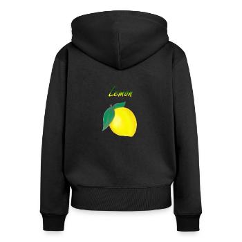Citron / citron - Sweat à capuche zippé Premium bio Femme - noir - Dos - Julia (174cm)