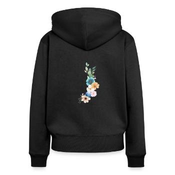 Ballett Schuhe und Blumen, Ballerina, Dance, Love - Frauen Premium Bio Zip Hoodie - Schwarz - Hinten - Julia (174cm)