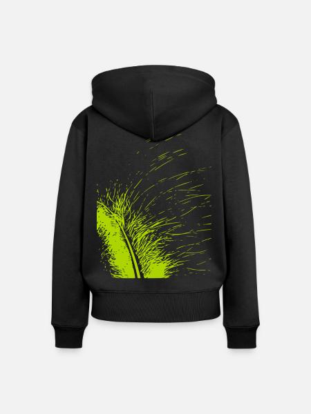 Abstrakte Feder / Linie / grün / Muster - Frauen Premium Bio Zip Hoodie - Schwarz