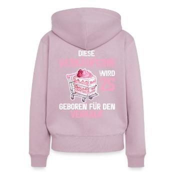 Verkäuferin 25 Geburtstag Verkaufen Beruf Spruch - Frauen Premium Bio Zip Hoodie - Altrosa - Hinten - Julia (174cm)