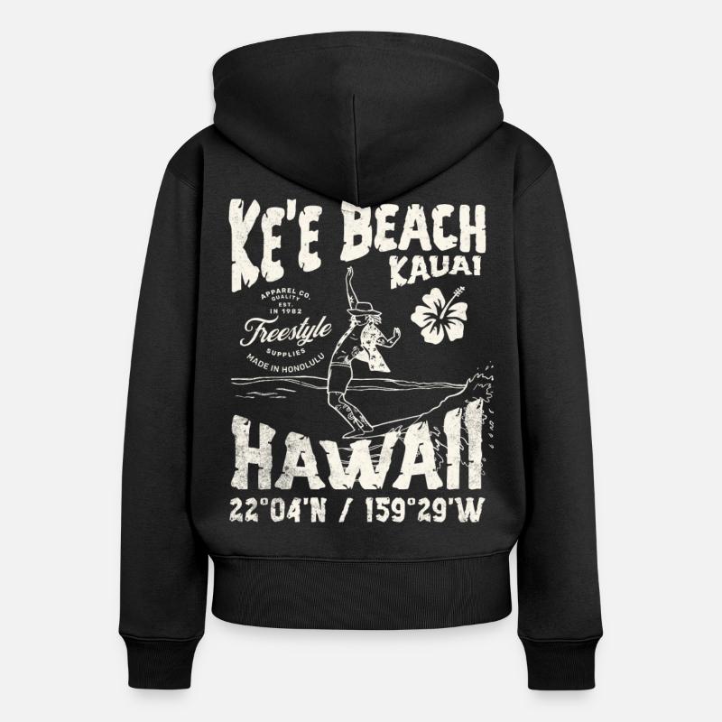 Aloha Surfing Surfboard Hawaii Design - Sweat à capuche zippé Premium bio Femme - noir