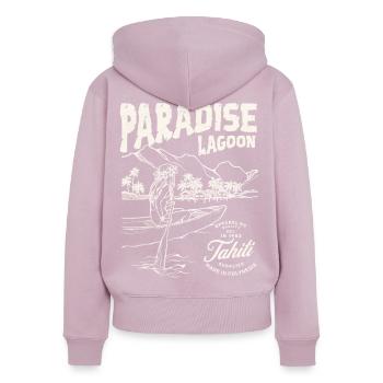 Paradieslagune Illustration - Frauen Premium Bio Zip Hoodie - Altrosa - Hinten - Julia (174cm)