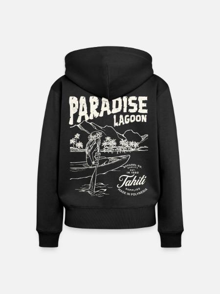 Paradieslagune Illustration - Frauen Premium Bio Zip Hoodie - Schwarz