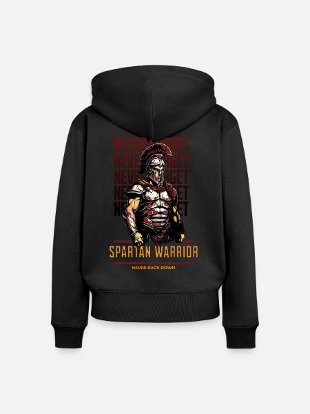 Spartanischer Krieger - Frauen Premium Bio Zip Hoodie - Schwarz