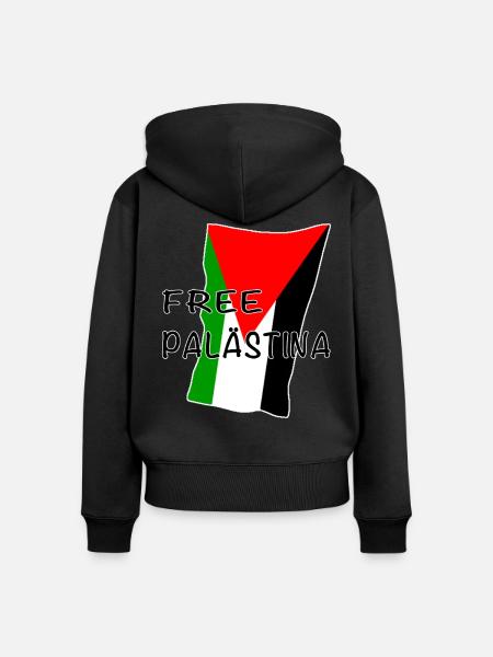 FreiePalästina Flagge Design - Frauen Premium Bio Zip Hoodie - Schwarz