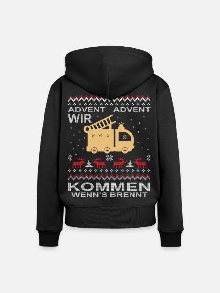  Feuerwehr Advent Weihnachten - Frauen Premium Bio Zip Hoodie - Schwarz