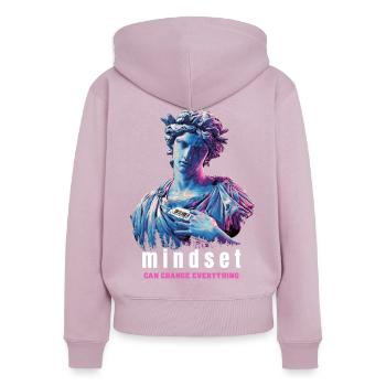Mindset - Frauen Premium Bio Zip Hoodie - Altrosa - Hinten - Julia (174cm)