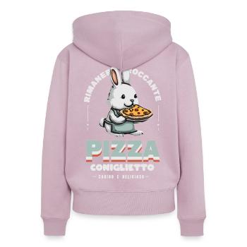 Häschen Pizza - Frauen Premium Bio Zip Hoodie - Altrosa - Hinten - Julia (174cm)
