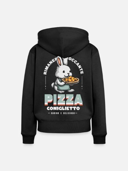 Häschen Pizza - Frauen Premium Bio Zip Hoodie - Schwarz
