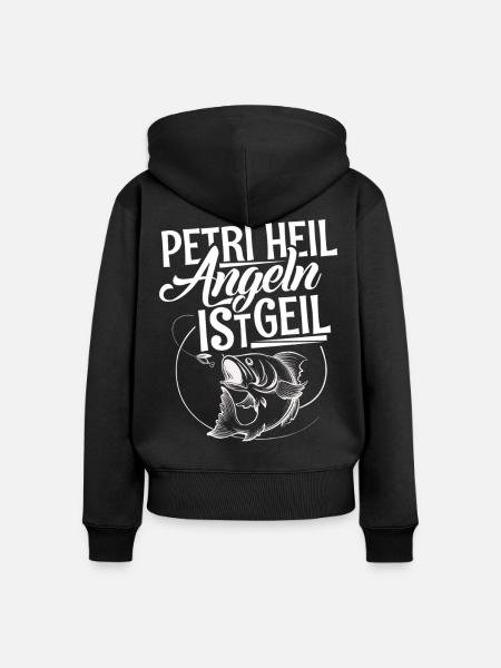 Angeln Angler - Frauen Premium Bio Zip Hoodie - Schwarz