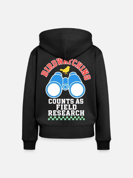 Vogelbeobachtung als Feldforschung - Frauen Premium Bio Zip Hoodie - Schwarz