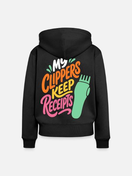 Haarschneider – My Clippers Keep Receipts - Frauen Premium Bio Zip Hoodie - Schwarz