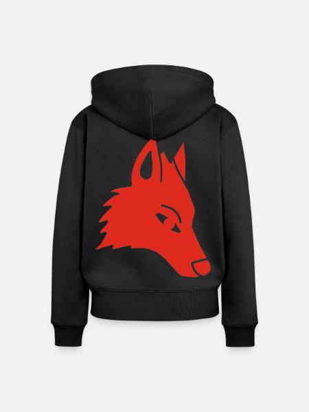 Wolf Head Manga (rot) - Frauen Premium Bio Zip Hoodie - Schwarz