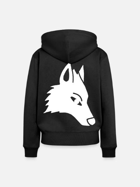 Wolf's Head Manga (weiß) - Frauen Premium Bio Zip Hoodie - Schwarz