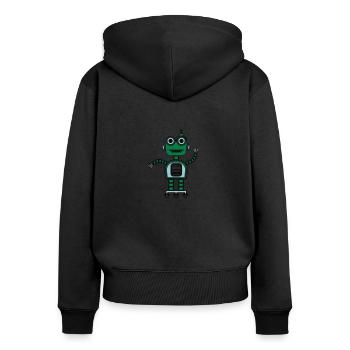 Robot mignon de bande dessinée - Sweat à capuche zippé Premium bio Femme - noir - Dos - Julia (174cm)